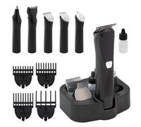 Bauer 5-in-1 Men's Rechargeable Grooming Kit | Hair Clippers & Beard Trimmer with Nose & Ear Trimmer Attachments, USB Charging, All-in-One Grooming Set with Storage Stand