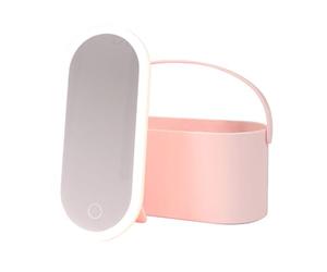 Bauer 62259 Pink Makeup Travel Vanity Case with Removable LED Light Mirror/Cosmetic Storage Organiser/Portable with Carry Handle