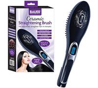 Bauer Black Ceramic Hair Straightening Brush Quick Heat Straightener Comb Styler