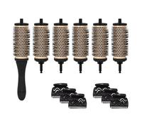 Bauer Blow Dry Brush 2 in 1 Styling Set / 6 38mm Detachable Barrels and 6 Styling Clips/Lightweight Round Hairbrush for Volume, Curl & Smooth Blowouts 39519