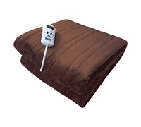 Bauer Professional Electric Heated Throw Blanket / 10 Heat Settings/Brown | Soft Fleece / (120 x 160cm) / 1-9h Timer / Auto Shut-Off / Detachable Controller / Machine Washable