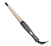 Bauer Professional TourmaPro Curling Wand / 13mm to 19mm Cone Shaped Barrel | 180° Heat, 360° Swivel Cord and Cool Touch Tip / Grey & Gold