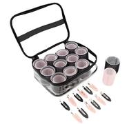 Bauer Volume and Curl Set / 24PC Hair Rollers with 12 Creaseless Clips and Storage Bag for Big, Bouncy Curls & Waves/Suitable for All Hair Types 39449