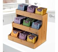 BAUFAS Bamboo 3-Tier Tea Bag Organizer, Vertical Sugar Bag Storage Rack, Kitchen Countertop