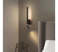 Bedside Wall Lamps 2 Heads 330 Degree Rotation Adjustable Wall lamp Reading Light with Switch Minimalist Nordic Hotel Room Master Bedroom (Color : Nature, Size : Black)