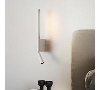 BAUFAS Bedside Wall Lamps 2 Heads 330 Degree Rotation Adjustable Wall lamp Reading Light with Switch Minimalist Nordic Hotel Room Master Bedroom (Color : Nature, Size : White)