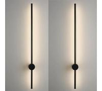 BAUFAS Black Bathroom Light Fixtures 350° Rotatable Gold Vanity Lights for Bathroom LED Modern Wall Sconce Brushed Bathroom Sconce Over Mirror (Color : 3 Color Change, Size : 2pcs Black 100cm)