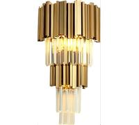 BAUFAS Modern Gold Crystal Wall Lights Living Room Home Decor LED Wall Light Bedroom Bedside Sconce Bathroom Indoor Lights with Clear Beveled Crystal