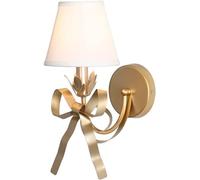 BAUFAS Modern Wall Sconce Bow Princess Wall Light French Style Girls Room Wall Mounted Lamp, Nordic E14 Single Fabric Wall Lighting Fixture for Bedroom Bedside Children's Room(Gold)