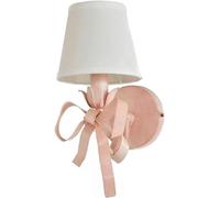 BAUFAS Modern Wall Sconce Bow Princess Wall Light French Style Girls Room Wall Mounted Lamp, Nordic E14 Single Fabric Wall Lighting Fixture for Bedroom Bedside Children's Room(Pink)