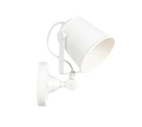 BAUFAS Retro Industrial Wall Light, Swing Arm Wall Sconces, White Metal Wall Lamp, Semi-recessed Farmhouse Wall Lights, Indoor Simple Wall Lamps for Bedside, Corridor, Living Room E27