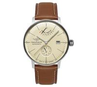 Bauhaus 2060-5 Men's Automatic Watch with Power Reserve, Glass Base, Leather Strap, Made in Germany