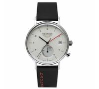 Bauhaus Classic Black Leather Strap White Dial Solar 21121 Men's Watch