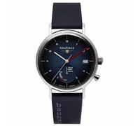 Bauhaus Classic Solar Power Reserve (41mm) Blue Dial/Blue Leather Strap 21123