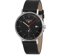 Bauhaus 2130-2 Wristwatch Classic 41mm 5ATM Quartz Unisex Black Silver Leathe...