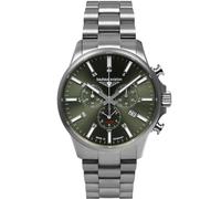 Bauhaus Aviation Men's Watch with Leather Strap or Titanium Strap Chronograph Titanium Case 10 ATM Sapphire Glass Alarm Date 2880, Green / titanium band, Bracelet