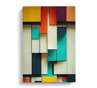 Bauhaus Abstract Art No.1 Brown, Black, Peach Canvas Print | Gallery Wrapped 30mm Frame Wall Art | 30x20 inches | Ready to Hang | Abstract Still Life Picture | Living Room Bedroom Lounge Office