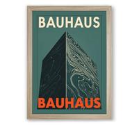 Bauhaus Architectural Form Geometric Framed Wall Art Print A1 (84.1×59.4cm) Oak, Wall Decor for Living Room, Bedroom, Office & Home, Ready to Hang, Art Gift