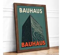 Bauhaus Architectural Form Geometric Framed Wall Art Print A2 Walnut | Ready to Hang, Premium Gi Paper, Fade-Resistant Inks, Securely Packaged, UK Made