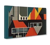 Bauhaus Architecture Art Vol.4 Canvas Print | Gallery Wrapped 30mm Frame Wall Art | 30x20 inches | Ready to Hang | Abstract Cityscape Picture | Living Room Bedroom Lounge Office