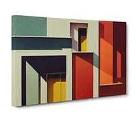 Bauhaus Architecture Canvas Print | Gallery Wrapped 30mm Frame Wall Art | 30x20 inches | Ready to Hang | Abstract Cityscape Picture | Living Room Bedroom Lounge Office