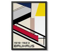 Bauhaus Architecture Poster, Bauhaus Mid-Century Modern Print, Retro Abstract Wall Art, A5 (Black Frame) - 24.1x17.9cm