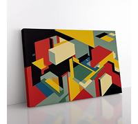 Bauhaus Art Vol.3 Abstract Canvas Wall Art Print Ready to Hang, Framed Picture for Living Room Bedroom Home Office Décor, 50x35 cm (20x14 Inch)