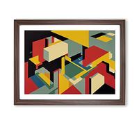 Bauhaus Art Vol.3 Abstract Framed Print | A3 Walnut Framed Wall Art | Ready to Hang | Abstract Fantasy Picture | Living Room Bedroom Lounge Office