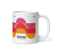 Bauhaus Ausstellung Mug - 11oz Colorful Geometric Coffee Cup with Pink, Orange & Red Abstract Modernist Design - Ceramic,- Gift for Designers & Art Fans