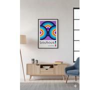 Bauhaus Ausstellung Poster, Colorful Geometric Circles Design purple circles, Unframed, 24x36