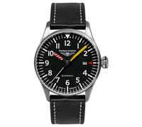 Bauhaus Men's Aviation Automatic (40mm) Black Dial/Black Leather Strap 2762-5