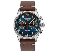 Bauhaus Aviation Men's Watch Stainless Steel Series Tornado Chronograph 5 ATM with Leather Strap in Various Designs, Blue, Retro