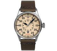 Bauhaus Aviation Men's Watch Automatic Series Flight Control 5 ATM with Leather Strap 2756-5, brown/beige, Strap.