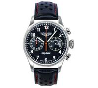 Bauhaus Aviation Men's Watch Stainless Steel Series Tornado Chronograph 5 ATM with Leather Strap in Various Designs, Black, Modern