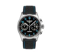 Bauhaus Aviation Men's Stainless Steel Watch Tornado Series Chronograph 5ATM with Leather Strap
