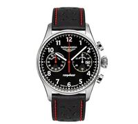 Bauhaus Aviation Men's Watch Stainless Steel Series Tornado Chronograph 5 ATM with Leather Strap in Various Designs, Black, Modern