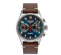 Bauhaus Aviation Men's Watch Stainless Steel Series Tornado Chronograph 5 ATM with Leather Strap in Various Designs, Blue, Retro