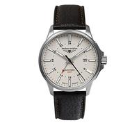 Bauhaus Aviation Titanium Automatic GMT (42mm) Beige Luminous Dial/Dark Brown Leather Strap 28685