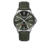 Bauhaus Aviation Titanium Automatic GMT (42mm) Dark Green Dial/Green Leather Strap 28684