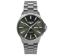 Bauhaus Aviation Titanium Day-Date Automatic (42mm) Dark Green Dial/Titanium Bracelet 2866M4