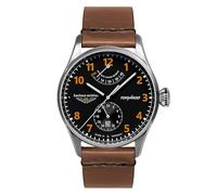 Bauhaus Aviation Men's Watch Automatic Tornado Series Power Reserve Indicator 5 ATM with Leather Strap 2790 in Various Designs, black / orange, Strap.