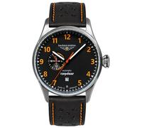 Bauhaus Aviation Tornado Series 2764-5 Men's Automatic Watch 24-Hour Display 5 ATM with Leather Strap
