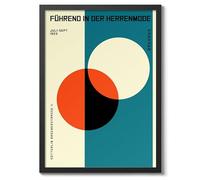 Bauhaus Blue Circles Poster, Bauhaus Print, Framed Abstract Art, Mid-Century Wall Art, Modern Home Decor, Gift Idea, Archival Matte, A3 (Framed) - 42x29.7cm