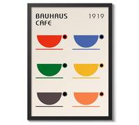 Bauhaus Cafe Bauhaus Poster Mid Century Modern Wall Decor Print, Abstract Geometric Wall Art Boho Abstract Artwork Architecture, Archival Matte, A4 (Black Frame) - 29.7x21cm