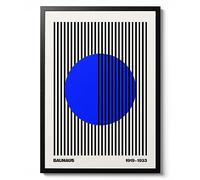 Bauhaus Circle + Stripes Blue on White, Bauhaus Print, Abstract Art Exhibition, Minimalists Ausstellung Home Wall Art Decor, Archival Matte, A3 (Print Only) - 42x29.7cm