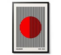Bauhaus Circle + Stripes Red on White, Bauhaus Print, Abstract Art Exhibition, Minimalists Ausstellung Home Wall Art Decor, Archival Matte, A2 (Print Only) - 59.4x42cm