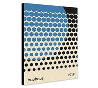 Bauhaus Circles on Circle Blue Wall Art - Wrapped Framed Canvas Wall Art (A1 [81cm x 61cm])