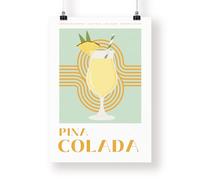 Bauhaus Cocktail - Pina Colada Poster: Home Bar, Modern Home Decor, Cool Print, Kitchen Decor, Wall Art, Cocktail Lover Gift