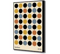 Bauhaus Coloured Circles Abstract - Wrapped Framed Canvas Wall Art - Various Sizes (A2 [61cm x 41cm])