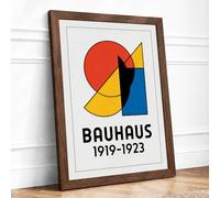 Bauhaus Constructivist Geometric Framed Wall Art Print A1 (84.1×59.4cm) Walnut, Wall Decor for Living Room, Bedroom, Office & Home, Ready to Hang, Art Gift